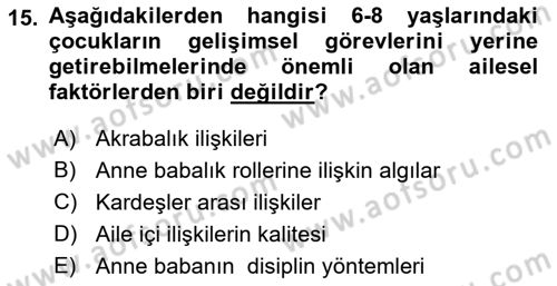 Erken Çocukluk Döneminde Gelişim 2 Dersi 2016 - 2017 Yılı (Final) Dönem Sonu Sınav Soruları 15. Soru