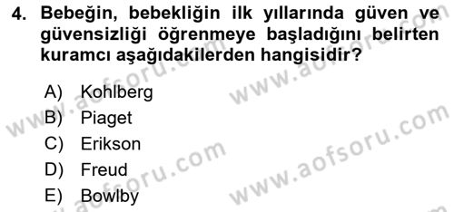 Erken Çocukluk Döneminde Gelişim 2 Dersi 2016 - 2017 Yılı (Final) Dönem Sonu Sınav Soruları 4. Soru