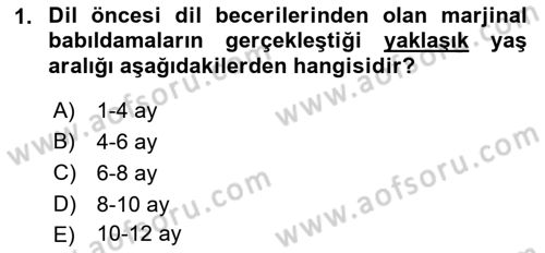 Erken Çocukluk Döneminde Gelişim 2 Dersi 2018 - 2019 Yılı (Vize) Ara Sınav Soruları 1. Soru