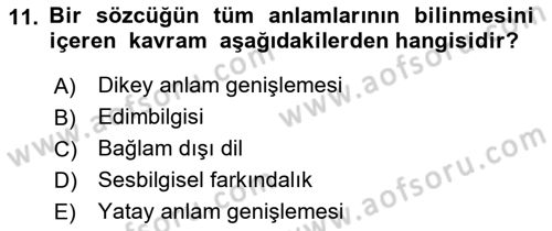 Erken Çocukluk Döneminde Gelişim 2 Dersi 2018 - 2019 Yılı (Vize) Ara Sınav Soruları 11. Soru