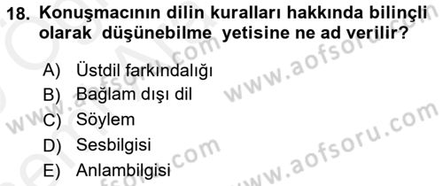 Erken Çocukluk Döneminde Gelişim 2 Dersi 2018 - 2019 Yılı (Vize) Ara Sınav Soruları 18. Soru