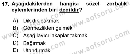 Erken Çocukluk Döneminde Gelişim 2 Dersi 2018 - 2019 Yılı (Final) Dönem Sonu Sınav Soruları 17. Soru