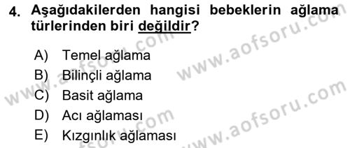 Erken Çocukluk Döneminde Gelişim 2 Dersi 2018 - 2019 Yılı Yaz Okulu Sınav Soruları 4. Soru