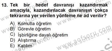 Okulöncesinde Beden Eğitimi Ve Oyun Öğretimi Dersi 2013 - 2014 Yılı (Final) Dönem Sonu Sınav Soruları 13. Soru