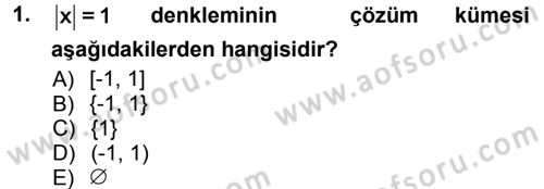 Okulöncesinde Matematik Eğitimi Dersi Ara Sınavı Deneme Sınav Soruları 1. Soru