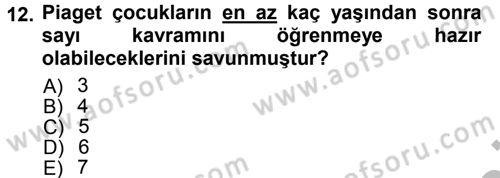 Okulöncesinde Matematik Eğitimi Dersi Ara Sınavı Deneme Sınav Soruları 12. Soru