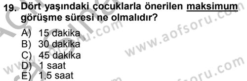 Okulöncesinde Matematik Eğitimi Dersi Ara Sınavı Deneme Sınav Soruları 19. Soru