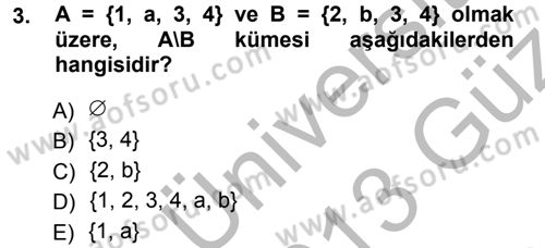 Okulöncesinde Matematik Eğitimi Dersi Ara Sınavı Deneme Sınav Soruları 3. Soru