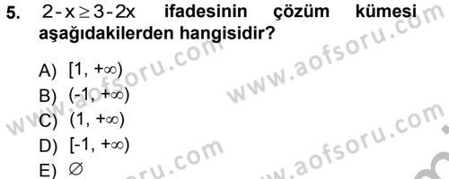 Okulöncesinde Matematik Eğitimi Dersi Ara Sınavı Deneme Sınav Soruları 5. Soru