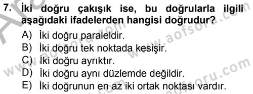 Okulöncesinde Matematik Eğitimi Dersi Ara Sınavı Deneme Sınav Soruları 7. Soru