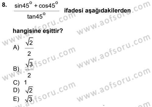 Okulöncesinde Matematik Eğitimi Dersi 2012 - 2013 Yılı (Vize) Ara Sınav Soruları 8. Soru
