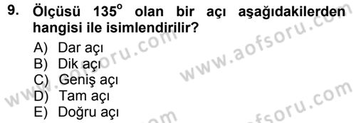Okulöncesinde Matematik Eğitimi Dersi Ara Sınavı Deneme Sınav Soruları 9. Soru