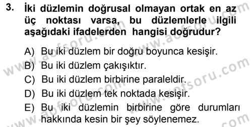 Okulöncesinde Matematik Eğitimi Dersi 2012 - 2013 Yılı (Final) Dönem Sonu Sınav Soruları 3. Soru