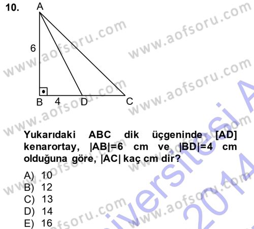 Okulöncesinde Matematik Eğitimi Dersi Ara Sınavı Deneme Sınav Soruları 10. Soru