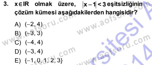 Okulöncesinde Matematik Eğitimi Dersi Ara Sınavı Deneme Sınav Soruları 3. Soru