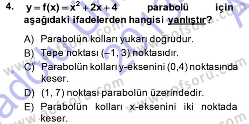 Okulöncesinde Matematik Eğitimi Dersi Ara Sınavı Deneme Sınav Soruları 4. Soru