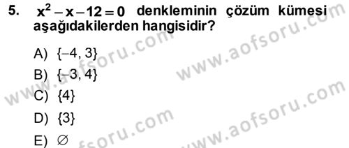 Okulöncesinde Matematik Eğitimi Dersi 2013 - 2014 Yılı (Vize) Ara Sınav Soruları 5. Soru