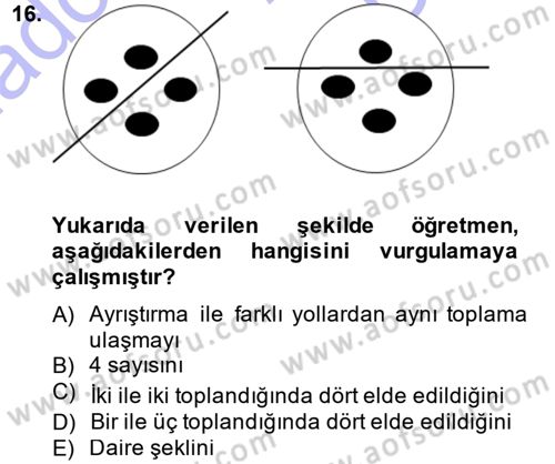 Okulöncesinde Matematik Eğitimi Dersi 2013 - 2014 Yılı (Final) Dönem Sonu Sınav Soruları 16. Soru