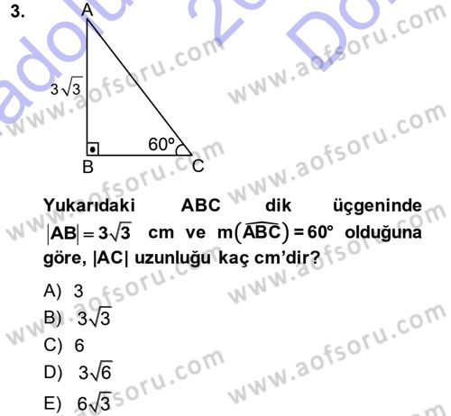 Okulöncesinde Matematik Eğitimi Dersi 2013 - 2014 Yılı (Final) Dönem Sonu Sınav Soruları 3. Soru