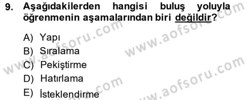 Okulöncesinde Matematik Eğitimi Dersi 2013 - 2014 Yılı (Final) Dönem Sonu Sınav Soruları 9. Soru