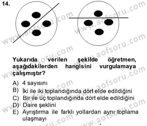 Okulöncesinde Matematik Eğitimi Dersi 2013 - 2014 Yılı Tek Ders Sınav Soruları 14. Soru