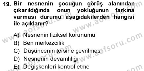 Okulöncesinde Matematik Eğitimi Dersi Ara Sınavı Deneme Sınav Soruları 19. Soru
