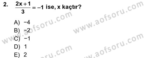 Okulöncesinde Matematik Eğitimi Dersi Ara Sınavı Deneme Sınav Soruları 2. Soru