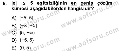 Okulöncesinde Matematik Eğitimi Dersi Ara Sınavı Deneme Sınav Soruları 5. Soru