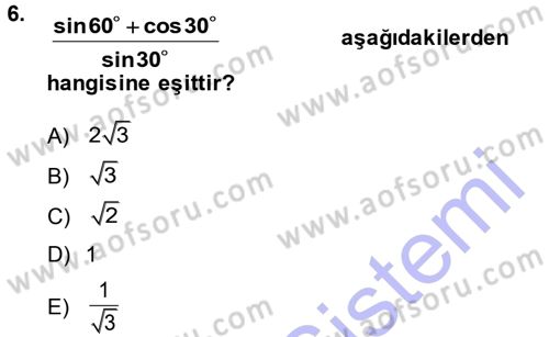 Okulöncesinde Matematik Eğitimi Dersi Ara Sınavı Deneme Sınav Soruları 6. Soru