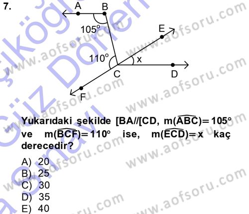 Okulöncesinde Matematik Eğitimi Dersi Ara Sınavı Deneme Sınav Soruları 7. Soru