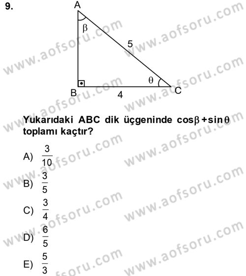 Okulöncesinde Matematik Eğitimi Dersi Ara Sınavı Deneme Sınav Soruları 9. Soru