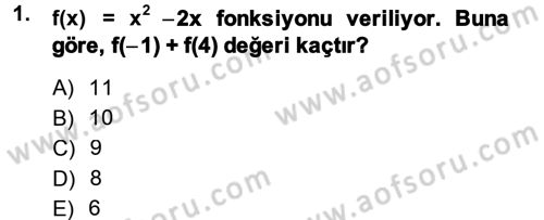 Okulöncesinde Matematik Eğitimi Dersi 2014 - 2015 Yılı (Final) Dönem Sonu Sınav Soruları 1. Soru
