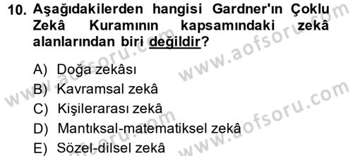 Okulöncesinde Matematik Eğitimi Dersi 2014 - 2015 Yılı (Final) Dönem Sonu Sınav Soruları 10. Soru