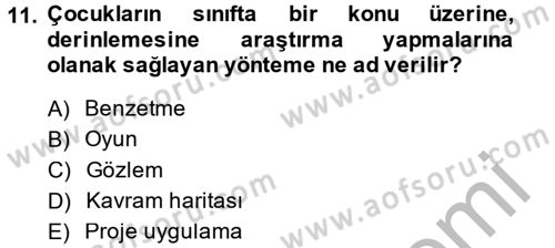 Okulöncesinde Matematik Eğitimi Dersi 2014 - 2015 Yılı (Final) Dönem Sonu Sınav Soruları 11. Soru