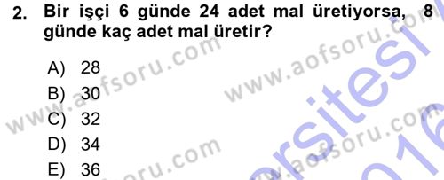 Okulöncesinde Matematik Eğitimi Dersi 2015 - 2016 Yılı (Vize) Ara Sınavı 2. Soru