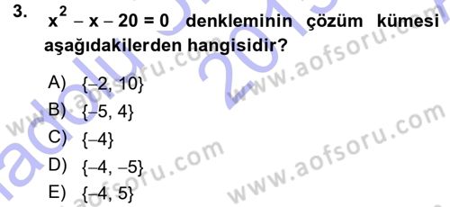 Okulöncesinde Matematik Eğitimi Dersi 2015 - 2016 Yılı (Vize) Ara Sınavı 3. Soru