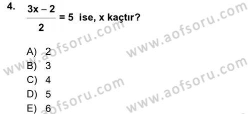 Okulöncesinde Matematik Eğitimi Dersi 2015 - 2016 Yılı (Vize) Ara Sınavı 4. Soru