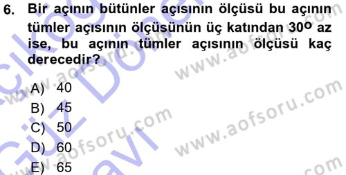 Okulöncesinde Matematik Eğitimi Dersi 2015 - 2016 Yılı (Vize) Ara Sınavı 6. Soru