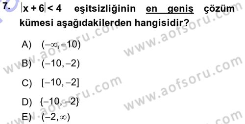 Okulöncesinde Matematik Eğitimi Dersi 2015 - 2016 Yılı (Vize) Ara Sınavı 7. Soru