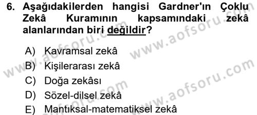 Okulöncesinde Matematik Eğitimi Dersi 2015 - 2016 Yılı (Final) Dönem Sonu Sınav Soruları 6. Soru
