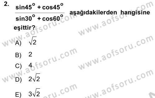 Okulöncesinde Matematik Eğitimi Dersi 2016 - 2017 Yılı 3 Ders Sınav Soruları 2. Soru