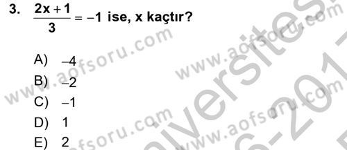 Okulöncesinde Matematik Eğitimi Dersi 2016 - 2017 Yılı 3 Ders Sınav Soruları 3. Soru