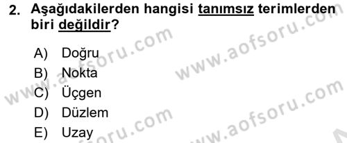 Okulöncesinde Matematik Eğitimi Dersi Ara Sınavı Deneme Sınav Soruları 2. Soru