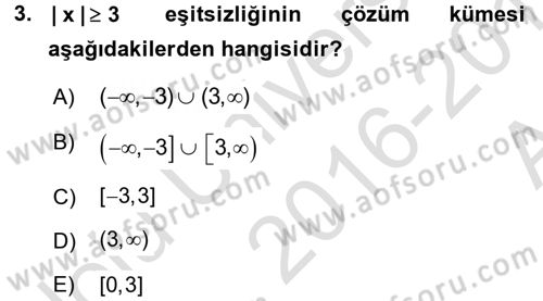 Okulöncesinde Matematik Eğitimi Dersi 2016 - 2017 Yılı (Vize) Ara Sınavı 3. Soru