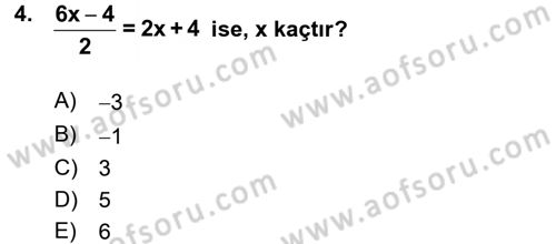 Okulöncesinde Matematik Eğitimi Dersi 2016 - 2017 Yılı (Vize) Ara Sınavı 4. Soru