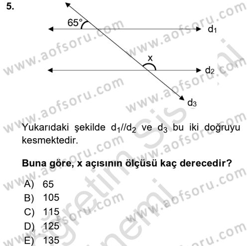Okulöncesinde Matematik Eğitimi Dersi Ara Sınavı Deneme Sınav Soruları 5. Soru