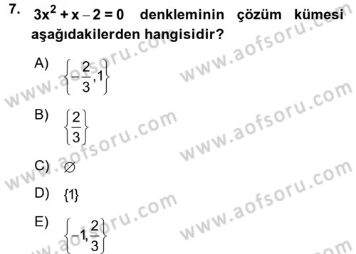 Okulöncesinde Matematik Eğitimi Dersi Ara Sınavı Deneme Sınav Soruları 7. Soru