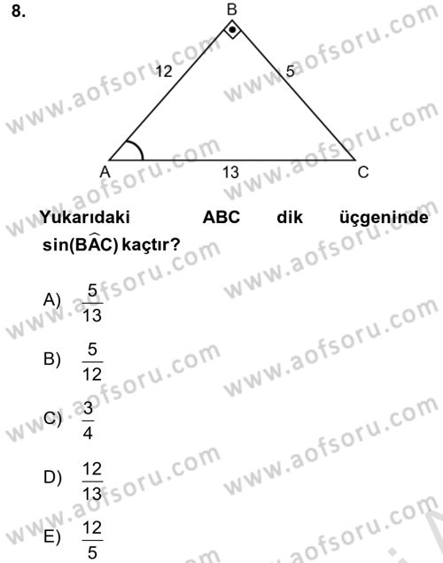 Okulöncesinde Matematik Eğitimi Dersi Ara Sınavı Deneme Sınav Soruları 8. Soru
