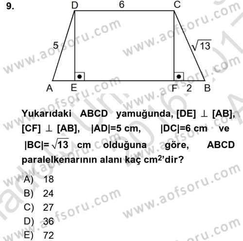 Okulöncesinde Matematik Eğitimi Dersi Ara Sınavı Deneme Sınav Soruları 9. Soru