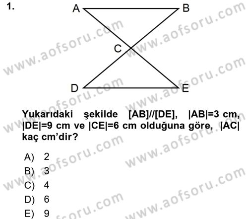 Okulöncesinde Matematik Eğitimi Dersi 2016 - 2017 Yılı (Final) Dönem Sonu Sınav Soruları 1. Soru